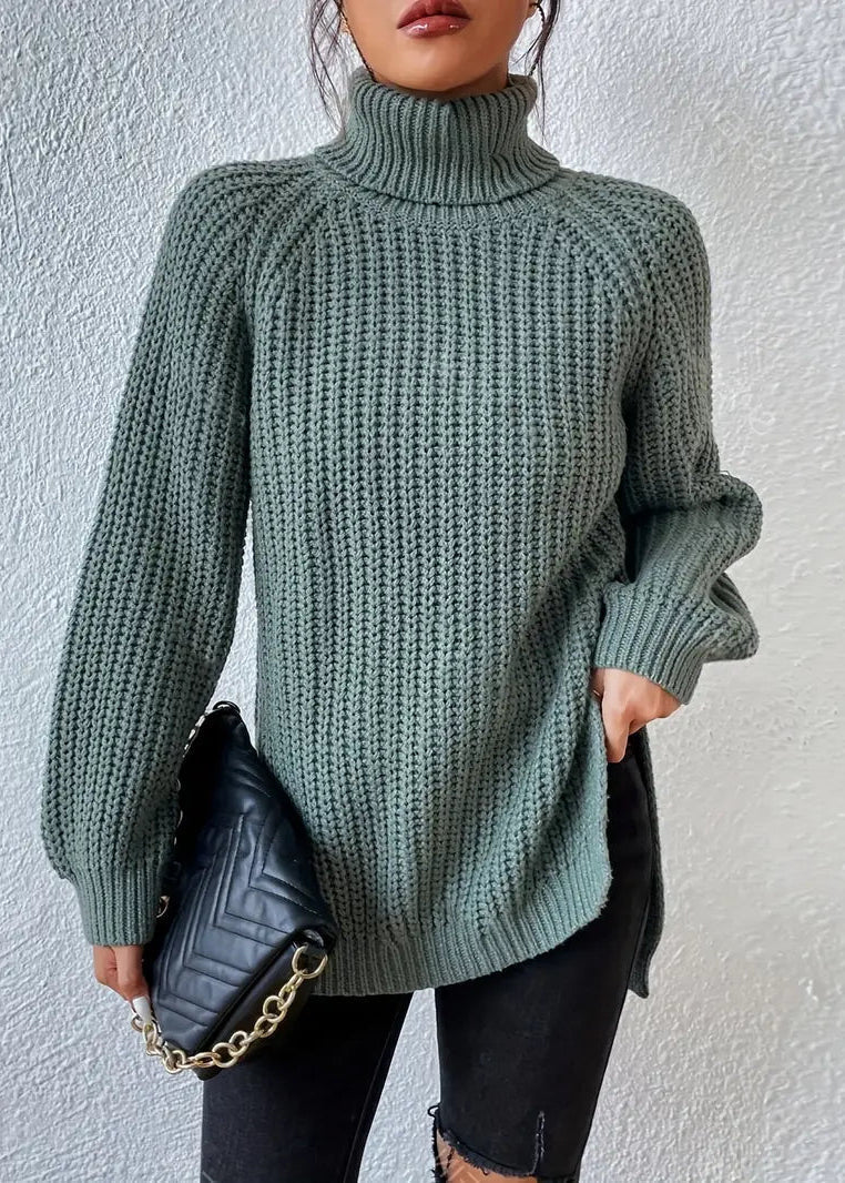 | Women’s Winter Turtleneck Ribbed Knit Sweater