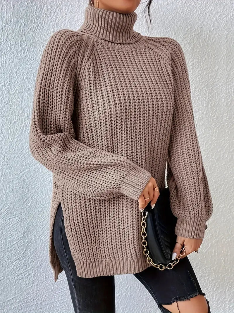 | Women’s Winter Turtleneck Ribbed Knit Sweater