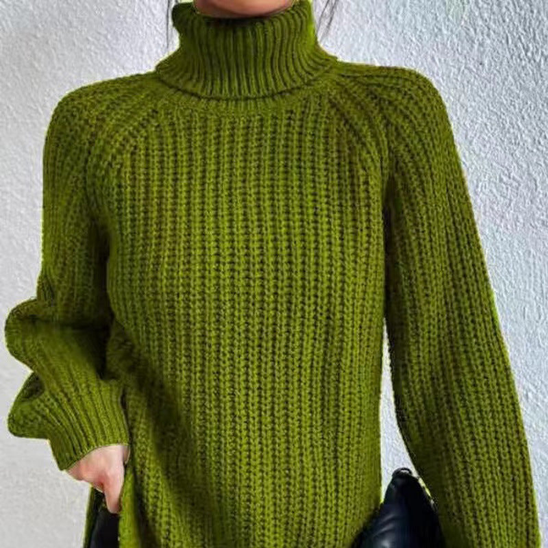 | Women’s Winter Turtleneck Ribbed Knit Sweater