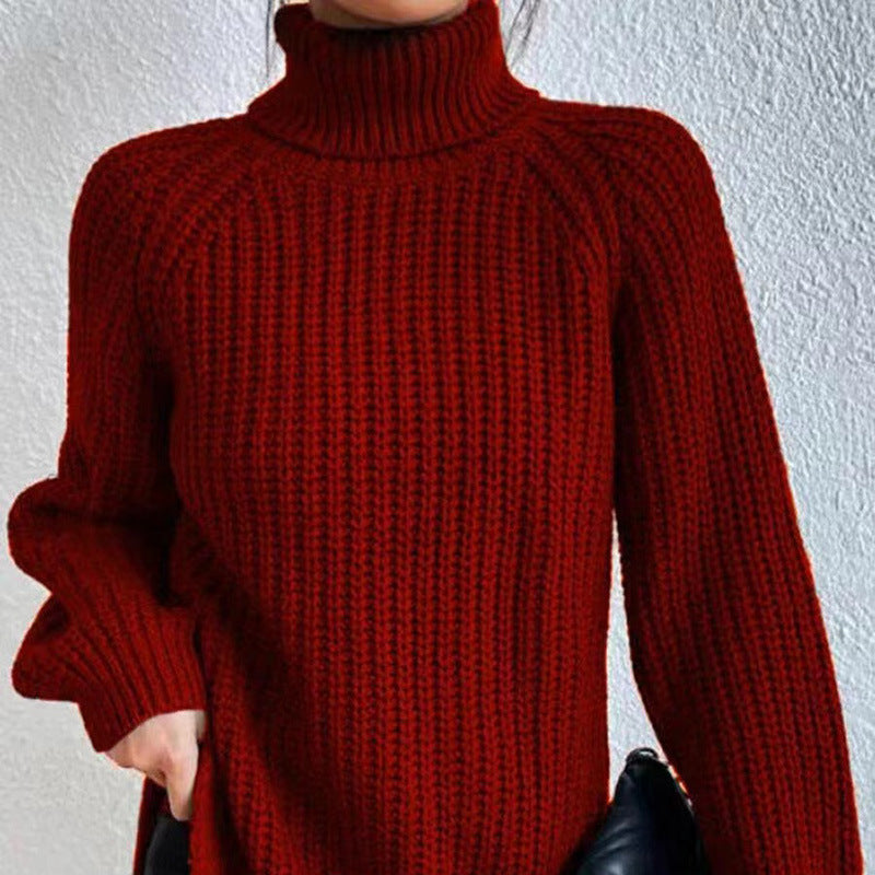 | Women’s Winter Turtleneck Ribbed Knit Sweater