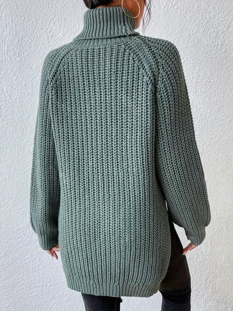| Women’s Winter Turtleneck Ribbed Knit Sweater