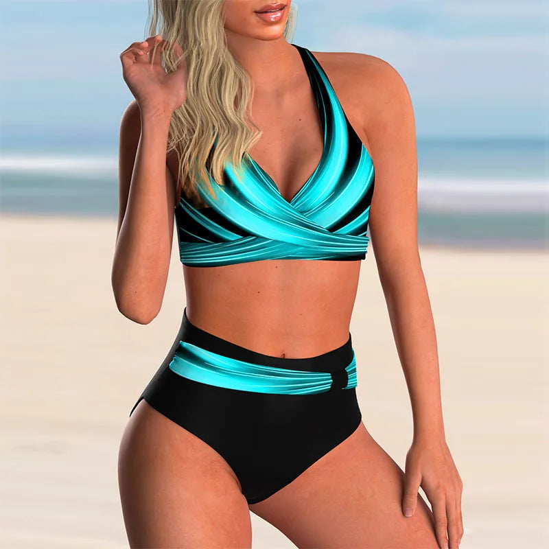 | Women's High Waisted Halter Bikini Set