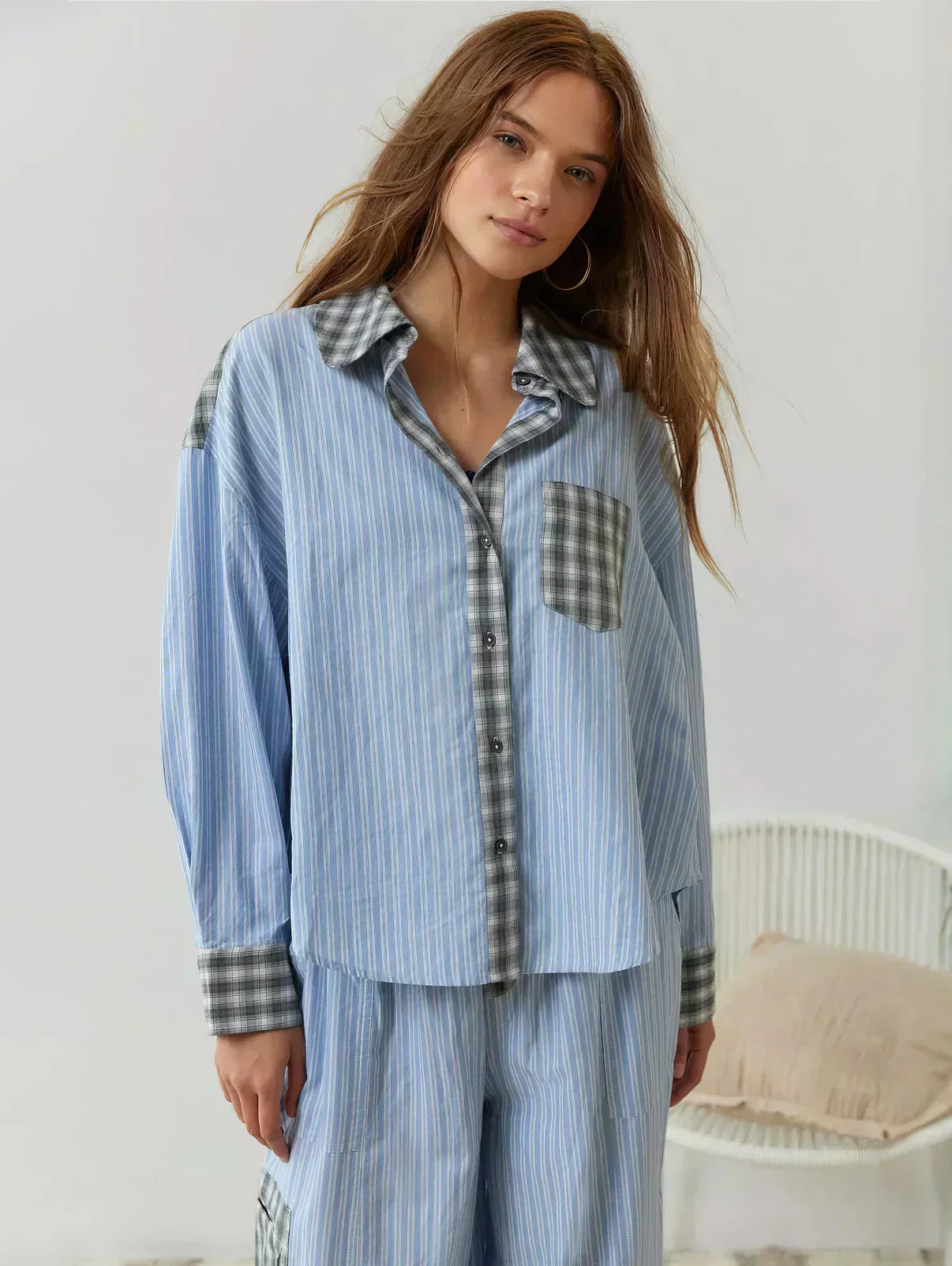 | Women Spring Plaid Two Piece Set