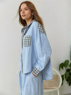 | Women Spring Plaid Two Piece Set