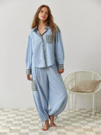 | Women Spring Plaid Two Piece Set