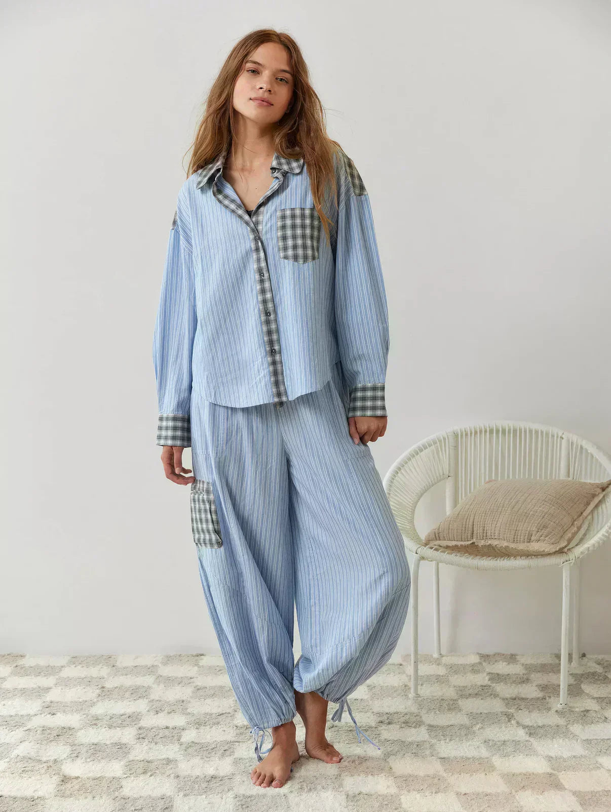 | Women Spring Plaid Two Piece Set