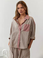 | Women Spring Plaid Two Piece Set