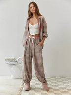 | Women Spring Plaid Two Piece Set