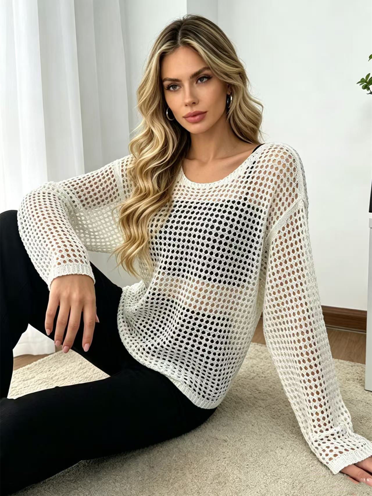 Sheer Mesh Loose Chiffon Shirt
