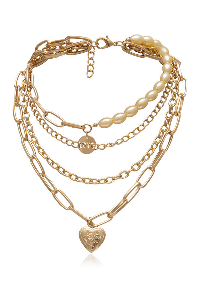 Layered Gothic Baroque Pearl Chunky Chain Necklace