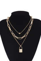 Lock Pendant Necklace with Link Chain