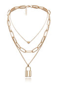 Lock Pendant Necklace with Link Chain