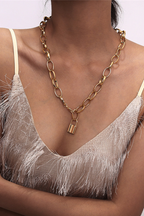 Lock Pendant Necklace with Link Chain