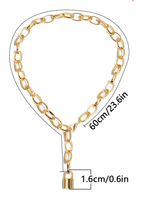 Lock Pendant Necklace with Link Chain