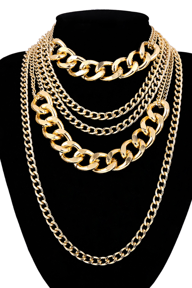 Layered Baroque Chain Necklace in Gothic Style