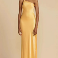 Satin One Shoulder Side Slit Column Maxi Gown