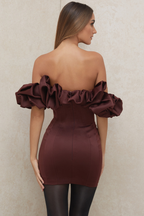 Satin Ruffle Strapless Dress