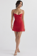 Sweetheart Spaghetti Strap Corset Paneled Bodycon Mini Dress