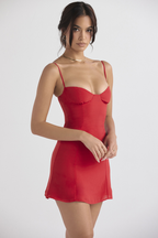 Sweetheart Spaghetti Strap Corset Paneled Bodycon Mini Dress