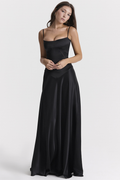 Satin Corset Spaghetti Strap Square Neck Maxi Gown