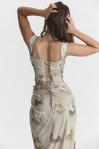 Una Vintage Floral Corset + Maxi Skirt Set