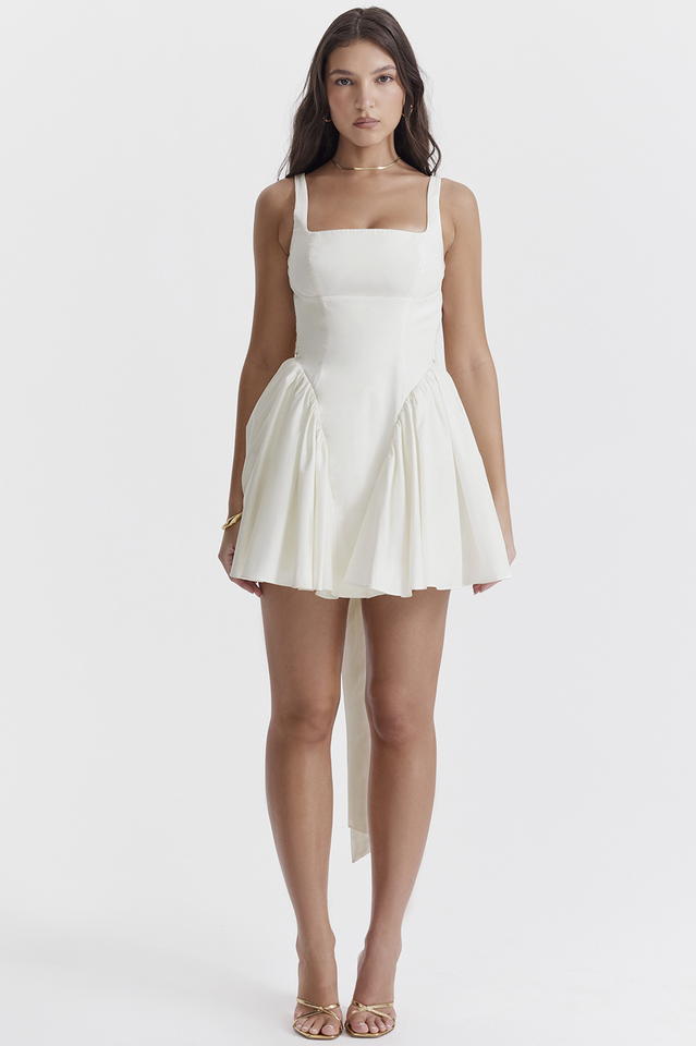 Sleeveless Open Back Bow Tie Fit and Flare Mini Dress