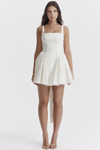Sleeveless Open Back Bow Tie Fit and Flare Mini Dress