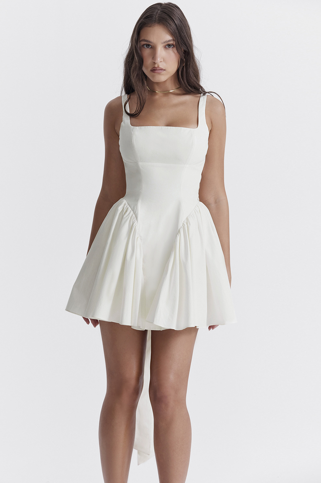 Sleeveless Open Back Bow Tie Fit and Flare Mini Dress