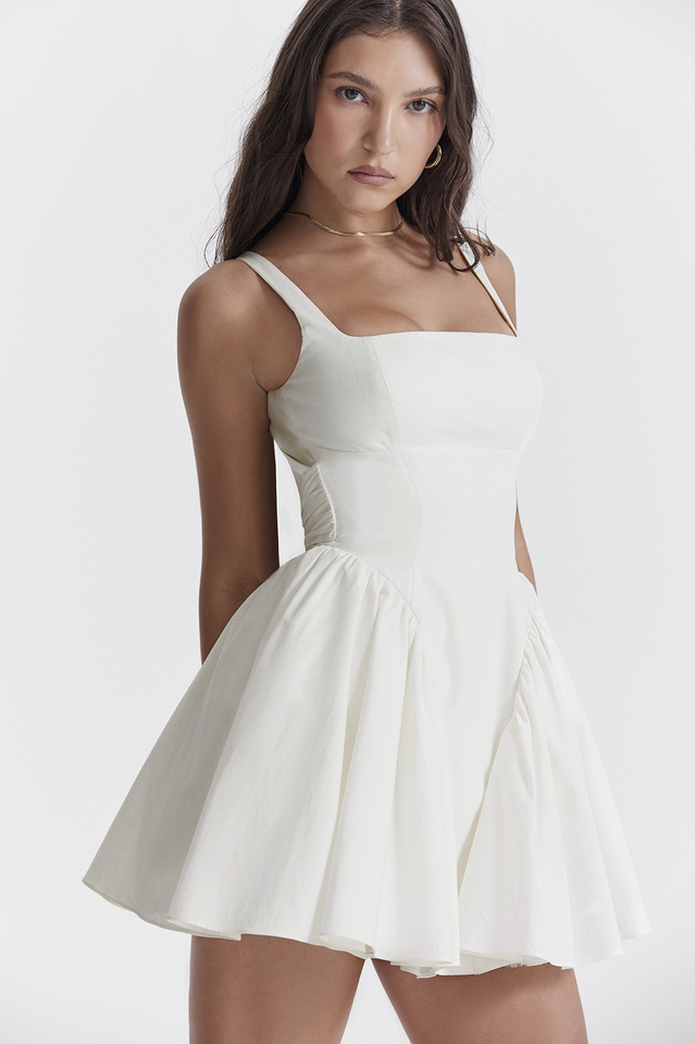 Sleeveless Open Back Bow Tie Fit and Flare Mini Dress