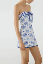 Butterfly Bouquet Floral Tube Short Dress