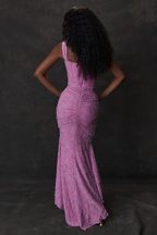 Off Shoulder Floral Jacquard Corset Ruched Mermaid Maxi Dress