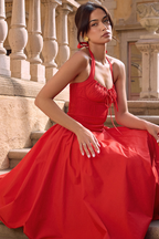 Adabella Cotton Halter Midi Sundress