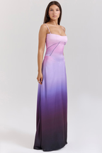 Satin Corset Spaghetti Strap Square Neck Maxi Gown