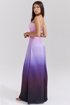 Satin Corset Spaghetti Strap Square Neck Maxi Gown