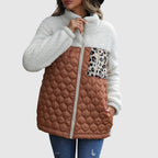 Quilted Plush Patchwork Women__ Winter Jacket