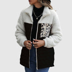 Quilted Plush Patchwork Women__ Winter Jacket