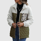 Quilted Plush Patchwork Women__ Winter Jacket
