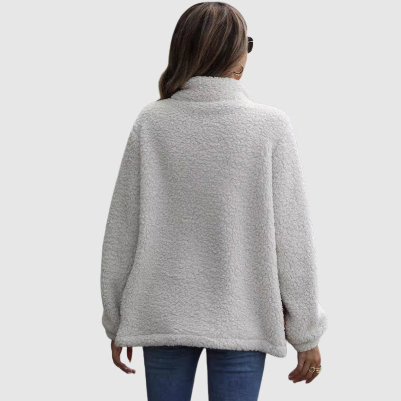 Quilted Plush Patchwork Women__ Winter Jacket