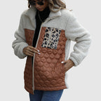 Quilted Plush Patchwork Women__ Winter Jacket