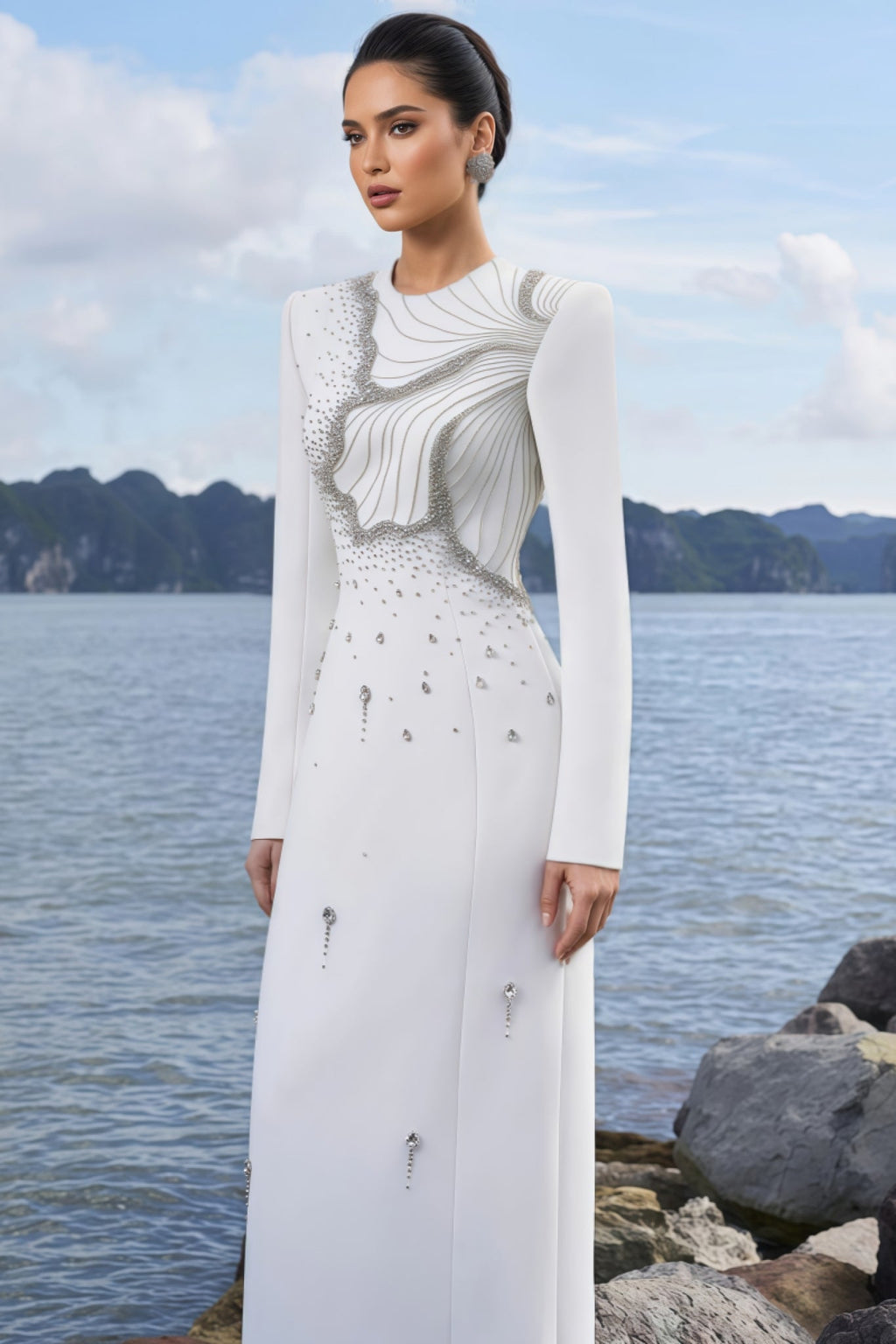 Lalie Floral Crystal Embellished Maxi Dress