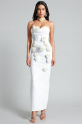 Islay White Rose Off Shoulder Maxi Dress
