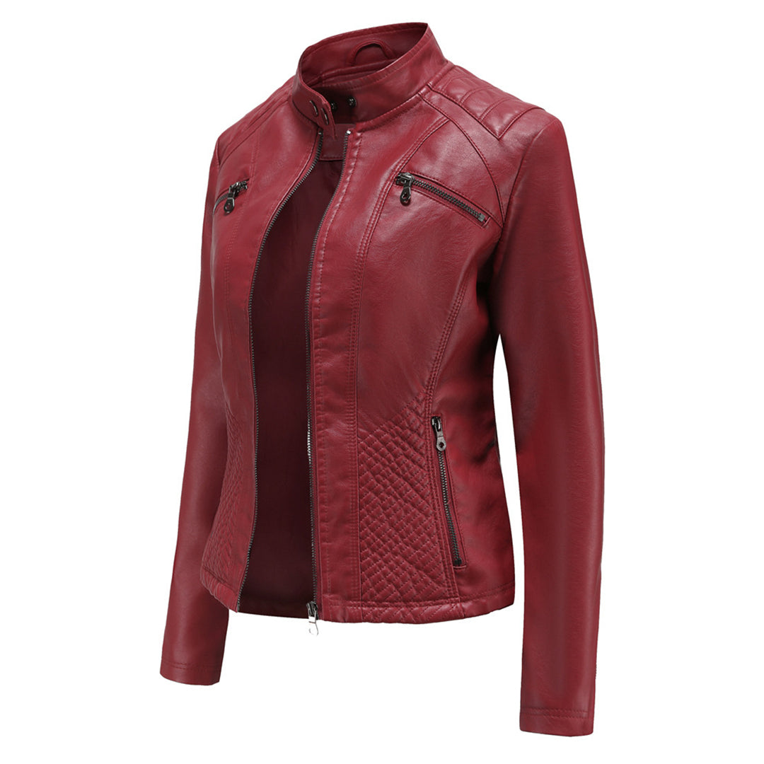 | Women's Classic Zip-up Biker Jacket