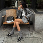 Retro Plaid Pleated Lapel Office Two Piece Set