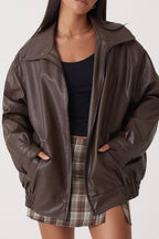 | Retro Solid PU Jacket