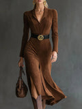 Eleanor | Faux Suede Midi Dress