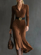 Eleanor | Faux Suede Midi Dress