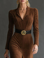 Eleanor | Faux Suede Midi Dress