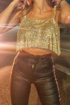 Rhinestone Square Neck Tank Top
