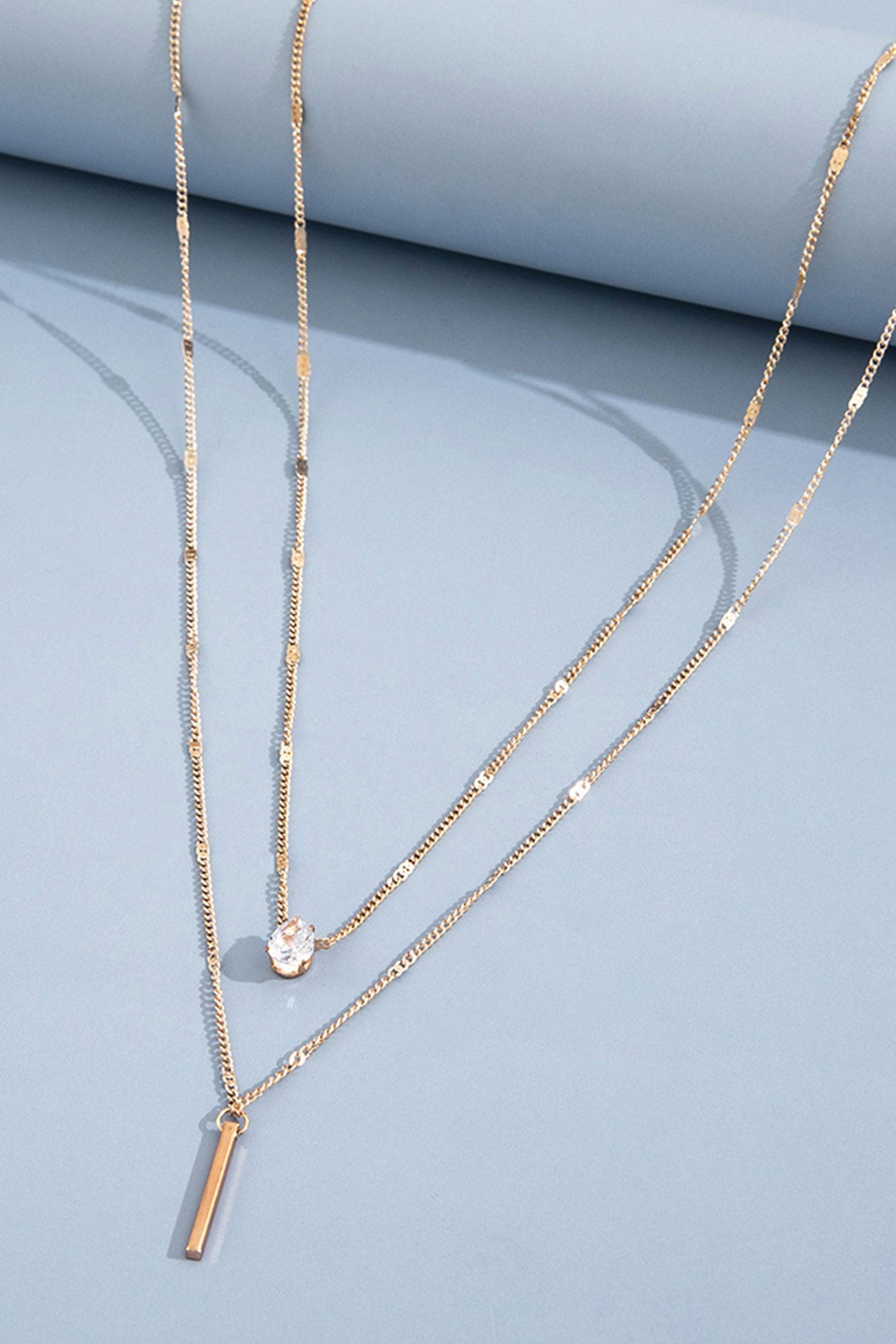 Rhinestone Tassel Pendant Stacking Necklace