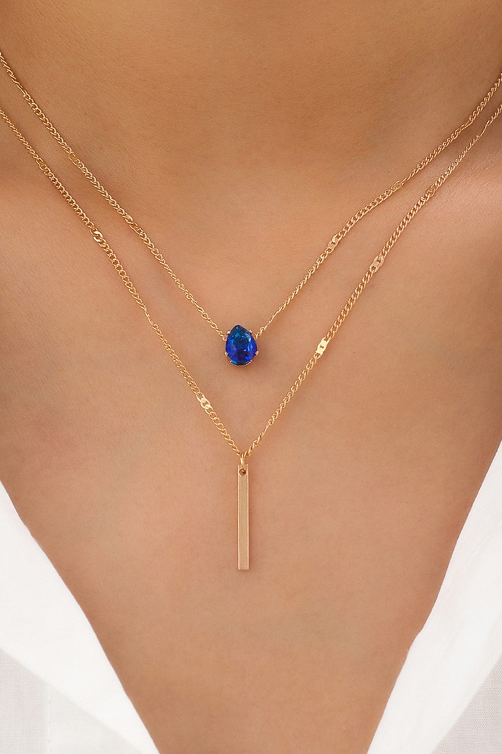 Rhinestone Tassel Pendant Stacking Necklace